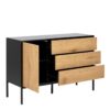 SEAFORD 1 Door 3 Drawers Small Sideboard in Black & Oak - Image 4