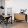 SEAFORD 1 Door 3 Drawers Small Sideboard in Black & Oak - Image 10