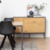 SEAFORD 1 Door 3 Drawers Small Sideboard in Black & Oak - Image 9