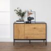 SEAFORD 1 Door 3 Drawers Small Sideboard in Black & Oak - Image 8