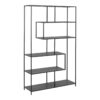SEAFORD Black Metal Large Asymmetrical Bookcase with 5 Black Shelves