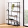 SEAFORD Black Metal Large Asymmetrical Bookcase with 5 Black Shelves - Image 8