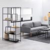 SEAFORD Black Metal Large Asymmetrical Bookcase with 5 Black Shelves - Image 9