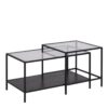 SEAFORD Black Metal Coffee Table Set with Glass Top - Image 3
