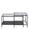 SEAFORD Black Metal Coffee Table Set with Glass Top - Image 2