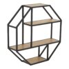 SEAFORD Octagonal Metal Wall Shelf in Black & Oak