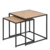 SEAFORD Black Metal Nest of 2 Tables with Oak Top - Image 2