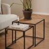 SEAFORD Black Metal Nest of 2 Tables with Oak Top - Image 9