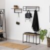 SEAFORD Black Metal Coat Rack with Oak Top - Image 9