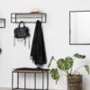 SEAFORD Black Metal Coat Rack with Oak Top - Image 8