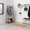 SEAFORD Black Metal Clothes Rack with 2 Oak Shelves - Image 8