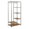 SEAFORD Black Metal Clothes Rack with 5 Oak Shelves