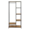 SEAFORD Black Metal Clothes Rack with 5 Oak Shelves - Image 2