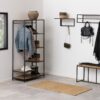 SEAFORD Black Metal Clothes Rack with 5 Oak Shelves - Image 9