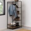 SEAFORD Black Metal Clothes Rack with 5 Oak Shelves - Image 8