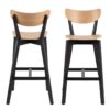 ROXBY Set of 2 Bar Stools in Black & Oak - Image 2