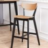 ROXBY Set of 2 Bar Stools in Black & Oak - Image 6