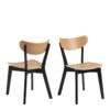 ROXBY Set of 2 Dining Chairs in Black & Oak