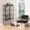 SEAFORD 2 Glass Door Display Cabinet in Black & Oak - Image 8