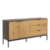 SEAFORD Sideboard with 2 Doors & 3 Drawers in Black & Oak