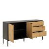 SEAFORD Sideboard with 2 Doors & 3 Drawers in Black & Oak - Image 4
