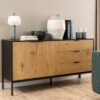 SEAFORD Sideboard with 2 Doors & 3 Drawers in Black & Oak - Image 9