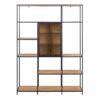 SEAFORD Bookcase with 7 Shelves & Glass Front Display in Black & Oak - Image 2