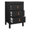 BARCELONA Bedside Table with 3 Drawers in Matt Black - Image 6
