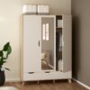 IKAST Wardrobe 3 Doors 2 Drawers & Mirror in Jackson Hickory & White - Image 10