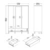 IKAST Wardrobe 3 Doors 2 Drawers & Mirror in Jackson Hickory & White - Image 13