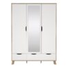 IKAST Wardrobe 3 Doors 2 Drawers & Mirror in Jackson Hickory & White - Image 3