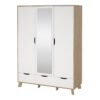IKAST Wardrobe 3 Doors 2 Drawers & Mirror in Jackson Hickory & White - Image 2