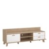 IKAST TV Unit with 1 Door 2 Drawers in Jackson Hickory & White