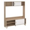 IKAST TV Wall Unit with 2 Sliding Doors in Jackson Hickory & White - Image 6
