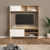 IKAST TV Wall Unit with 2 Sliding Doors in Jackson Hickory & White - Image 10