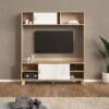 IKAST TV Wall Unit with 2 Sliding Doors in Jackson Hickory & White - Image 9