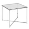 CROSS Square Metal Side Table with Glass Top