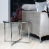 CROSS Round Metal Side Table with Glass Top - Image 6