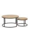 SPIRO Round Coffee Table set with Oak Top & Black Legs - Image 2