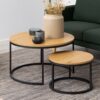 SPIRO Round Coffee Table set with Oak Top & Black Legs - Image 9
