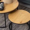 SPIRO Round Coffee Table set with Oak Top & Black Legs - Image 8