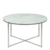 ALISMA Round Coffee Table with Marble Glass Top & Silver Legs - Image 3