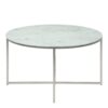 ALISMA Round Coffee Table with Marble Glass Top & Silver Legs - Image 2