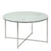 ALISMA Round Coffee Table with Marble Glass Top & Silver Legs