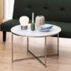 ALISMA Round Coffee Table with Marble Glass Top & Silver Legs - Image 6