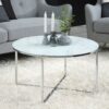 ALISMA Round Coffee Table with Marble Glass Top & Silver Legs - Image 7