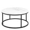 SPIRO Coffee Table with White Marble Melamine Top & Black Legs