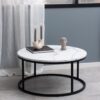 SPIRO Coffee Table with White Marble Melamine Top & Black Legs - Image 5