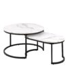 SPIRO Coffee Table Set with White Marble Melamine Top & Black Leg