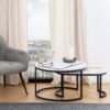 SPIRO Coffee Table Set with White Marble Melamine Top & Black Leg - Image 6